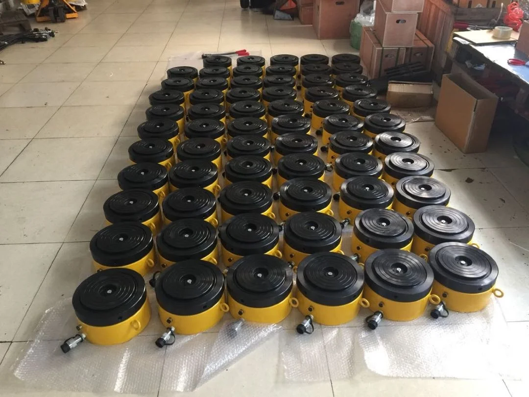 Gato de cilindro de porca hidráulica de baixa altura de ação única de 400 toneladas