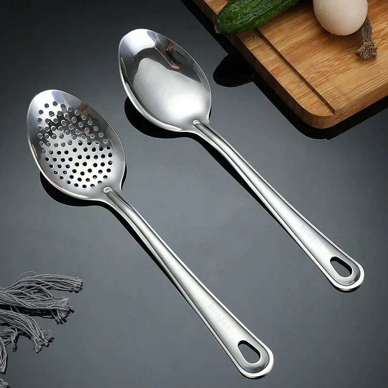 201/304 Stainless Steel Large Strainer Spoon Food Filter Skimmer Colander Long Handle Noodle Scoop Soup Spoons Home Kitchen Tool