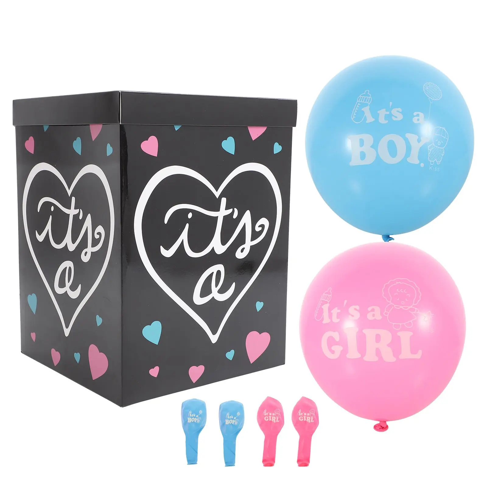 

Gender Reveal Box Baby Shower Decorations Balloon Boxes Party Supplies White Card Printing Boy Girl Reveal Gender Balloons Box