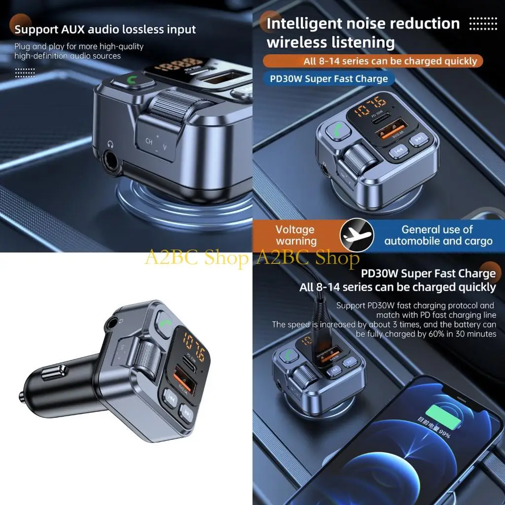 

A2BC Автомобильный беспроводной Bluetooth-совместимый адаптер FM-передатчика USB-зарядка Handfree