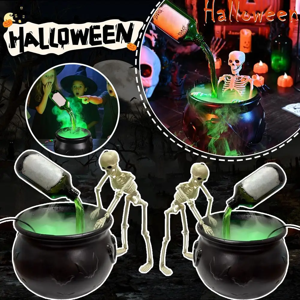 

Mist Maker Fogger Witch Cauldron with LED Light Plastic Pot Fog Machine Holiday Party Decor Outdoor Indoor Decoration