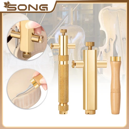 Herramientas para hacer violín, violonchelo, Viola, incrustación de purfling de latón, tallado de ranura con incrustaciones con cuchillas, cortador de cuchillo de ranura para limpiar Fiddler