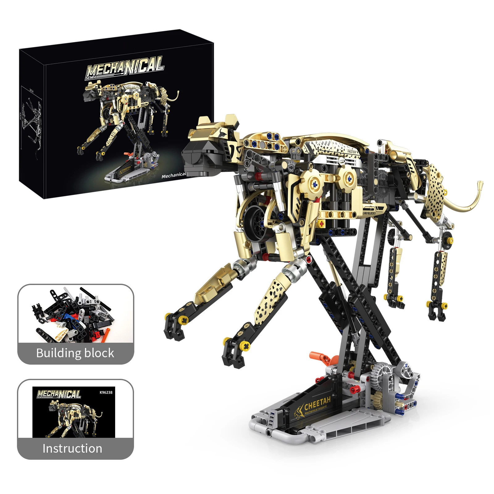 K96238 mécanique guépard modèle Animal assemblage jouet ornement de bureau jouet éducatif blocs de construction pour enfants jouets cadeau