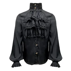 Long Sleeved Shirts Mens Blouses Tops Medieval Clothing Retro Vintage Dress Shirt Halloween Costume Spring Fall Cardigan For Man