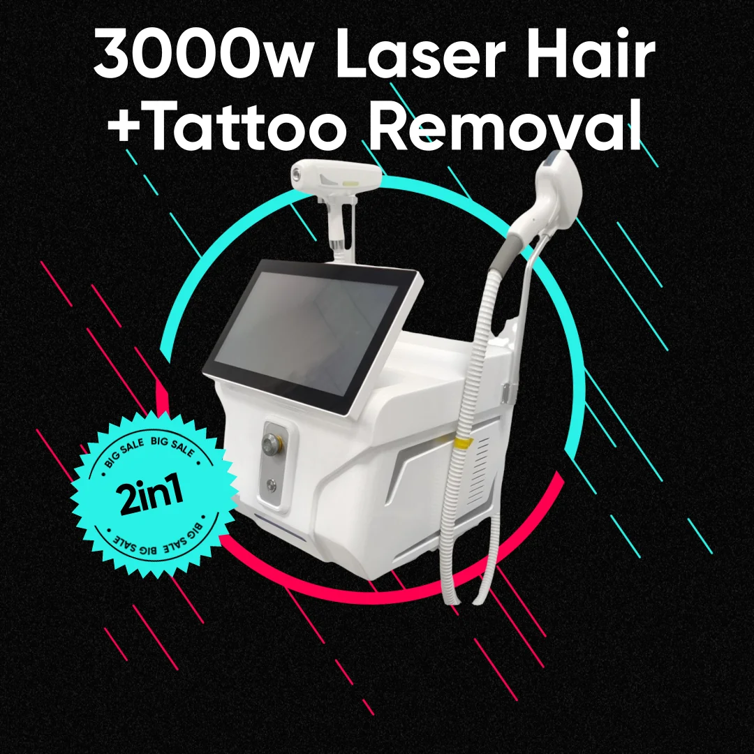 

2in1 Soprano Titanium Ice Platinum Diode 755 808 1064nm 3 Wavelength Laser ND:YAG Machine Painless Hair Removal Machine 2024