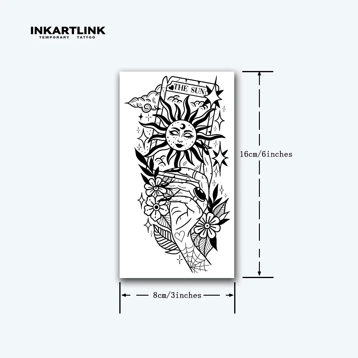Sun Tarot temporary tattoo sticker, waterproof magic tattoo, lasts to 15 days fake tattoo, semi permanent tattoo