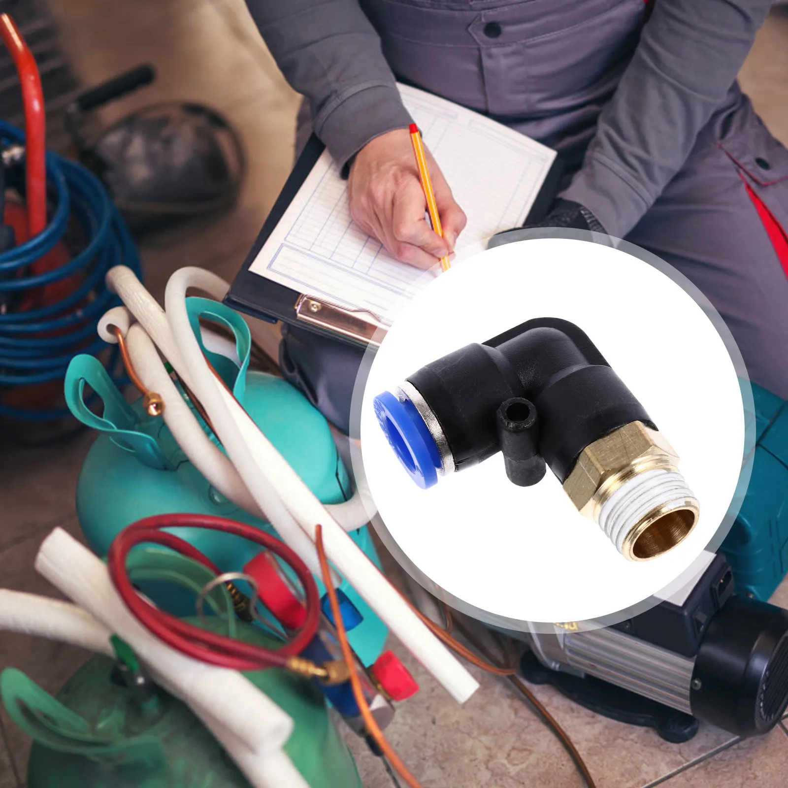 5Pcs Pneumatic Tube Fitting Push to Connect Male 90 Degree Fitting Air Connectors Pneumatic Fittings