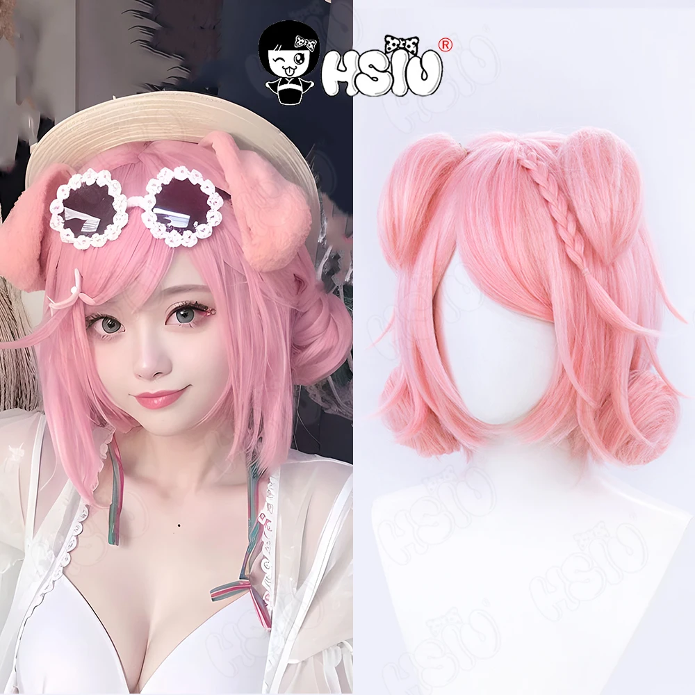 Goldenglow Cosplay Wig Game Arknights Cosplay Wig HSIU 30CM Orange Pink Short Hair Heat Resistant Synthetic Wig+Wig Cap