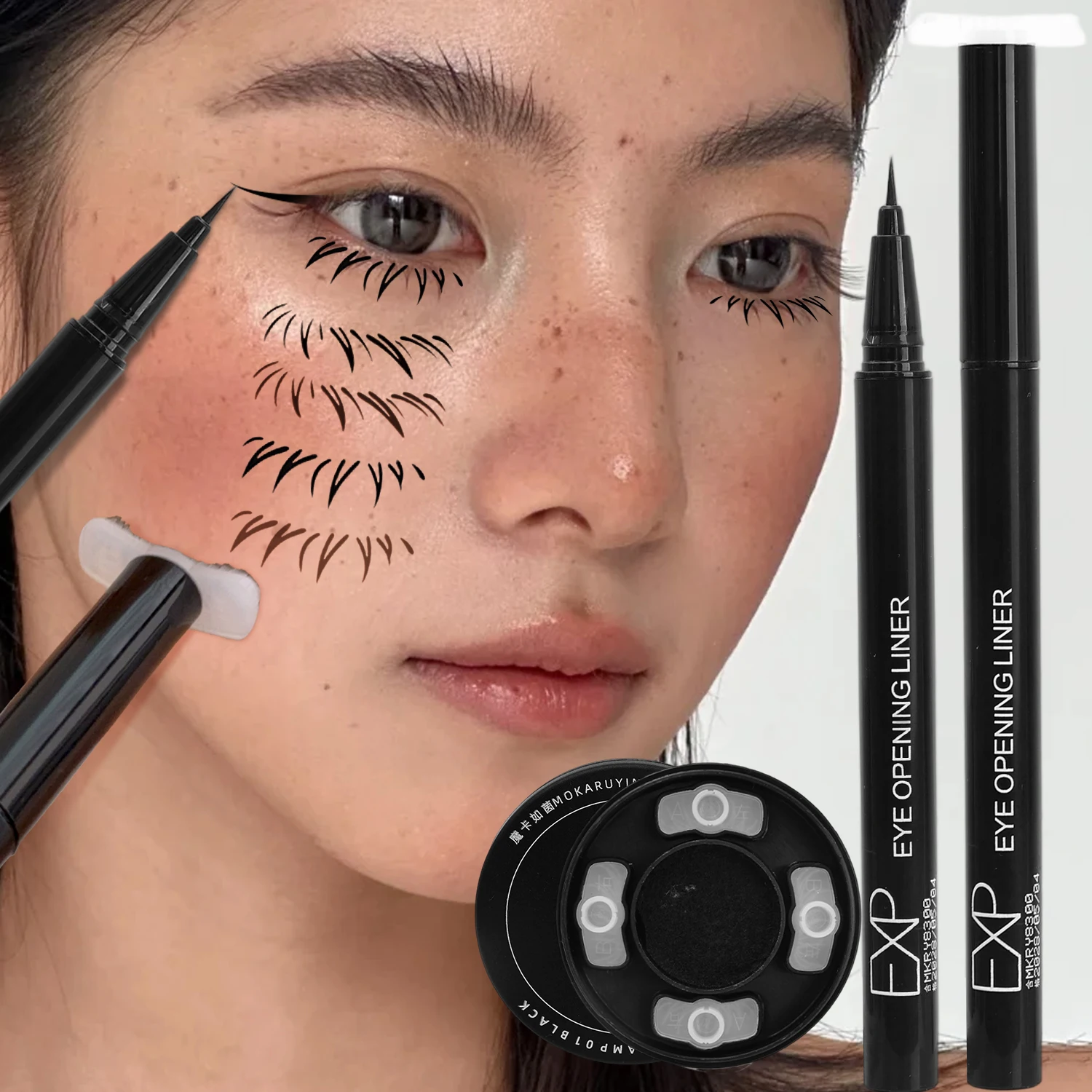 Модная подводка для глаз, набор штампов для женщин и девочек, легко носить, жидкая подводка для глаз, ручка для ресниц, водонепроницаемые инструменты для макияжа глаз