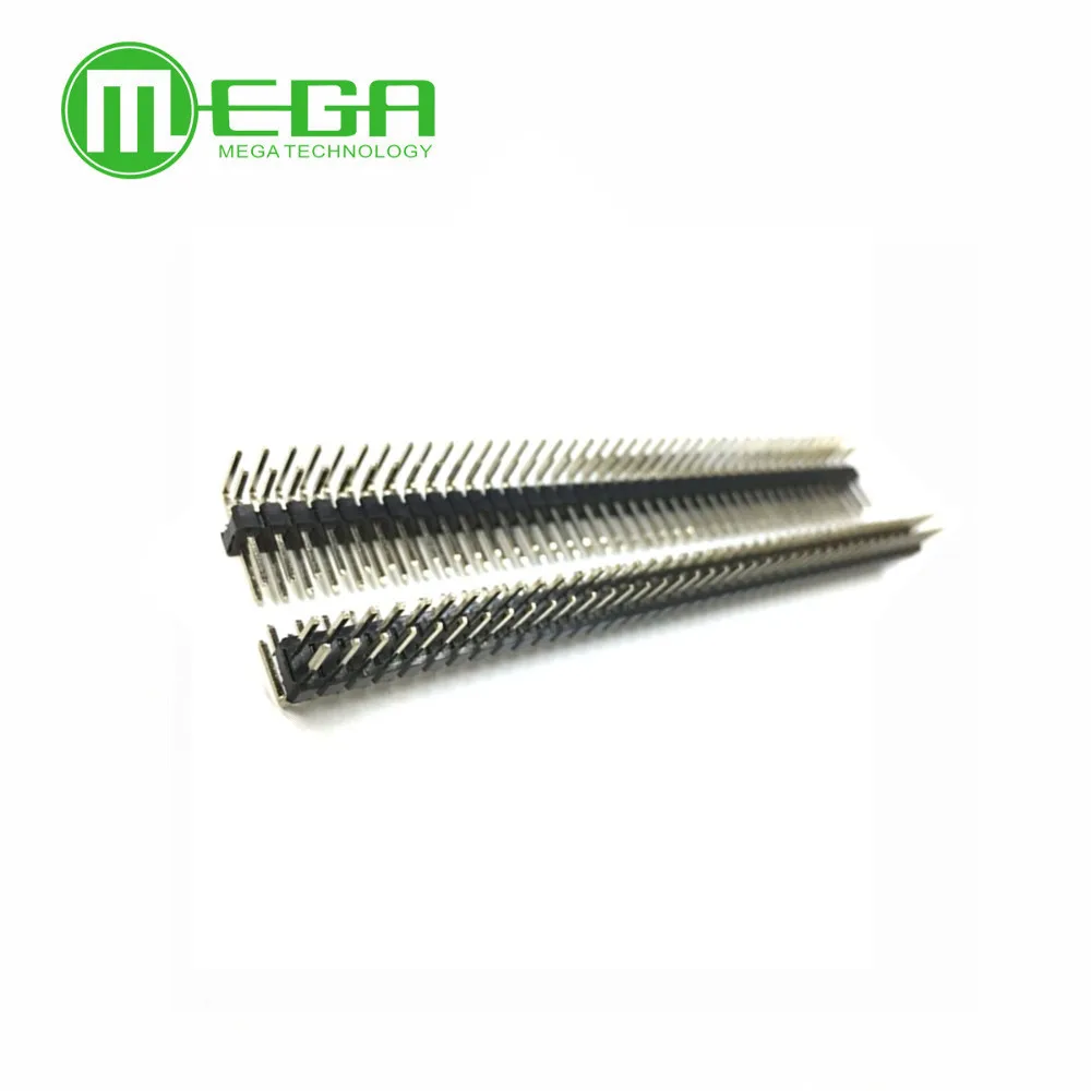 2x40 Pin 2.54 mm Right Angle Single Row Pin Header Male 90 degrees Needle 2x40P Connector