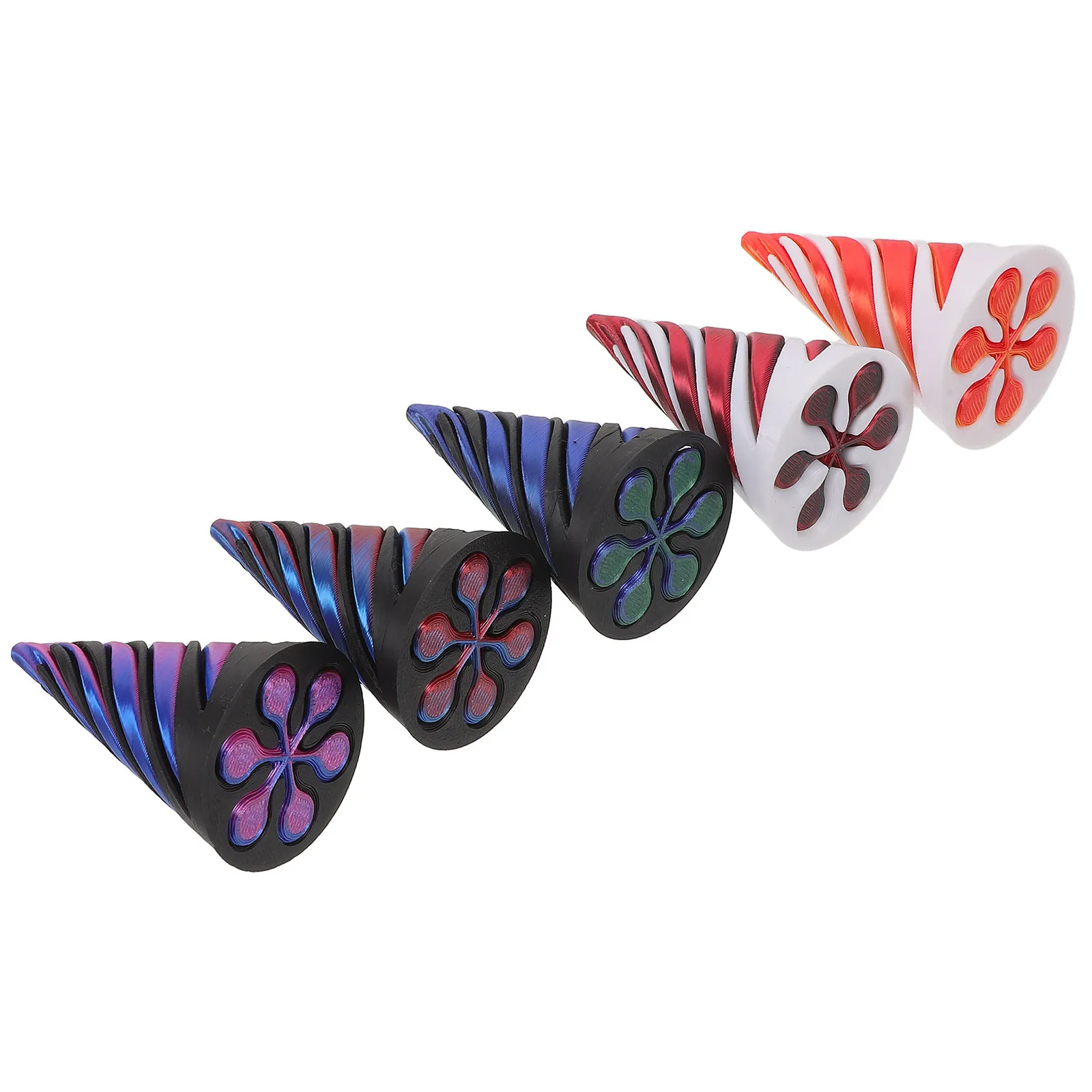 

5Pcs Spiral Cone Fidget Sensory Desk Entertainment 3D Printed Impossible Pyramid Passthrough Sculpture Brain Teaser Desktop