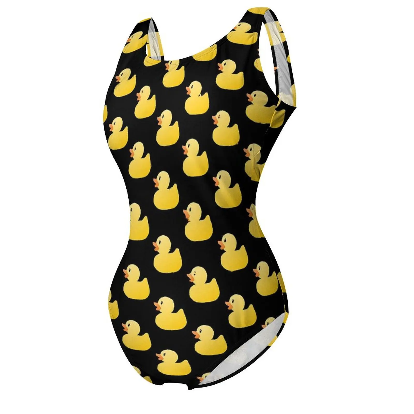 Cute Rubber Ducks Swimsuit Animal Print One-Piece Swimwear Push Up Stylish Bathing Suit Sexy Holiday Rave Custom DIY Swimsuits