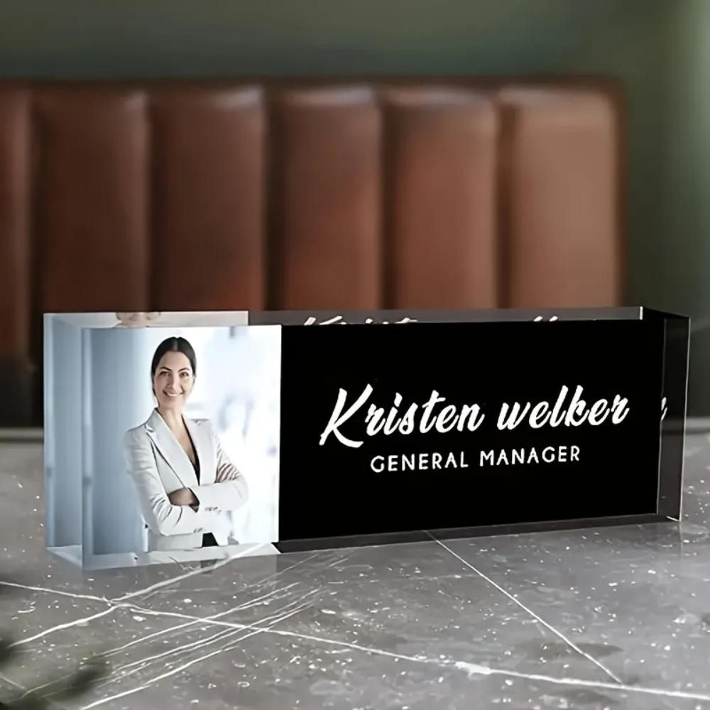 1 Stück Personalisiertes Acryl-Büro-Namensschild Elegantes PMMA-Schreibtischschild für Männer Frauen Unternehmen Büro-Accessoires