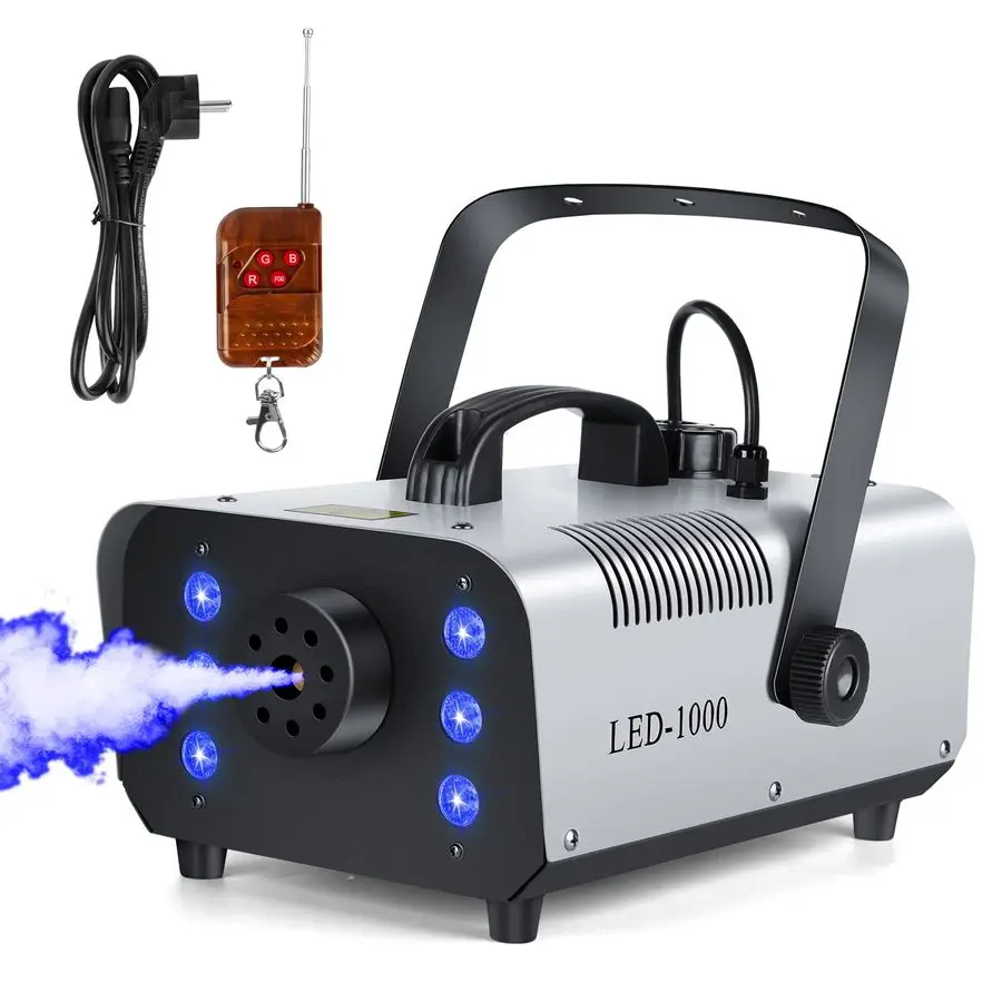 

1000W Fog Machine with Wireless Remote Control,Smoke amp Haze Machine with 6 LED RGB Light for Atmosphere, Theatrical, Halloween