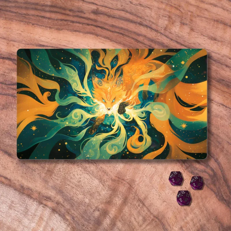 VIKAMA Magic: The Gathering Playmat, Nine-Tailed Fox-Themed Trading Card Game Playmat, Unofficial Magic: The Gathering Playmat