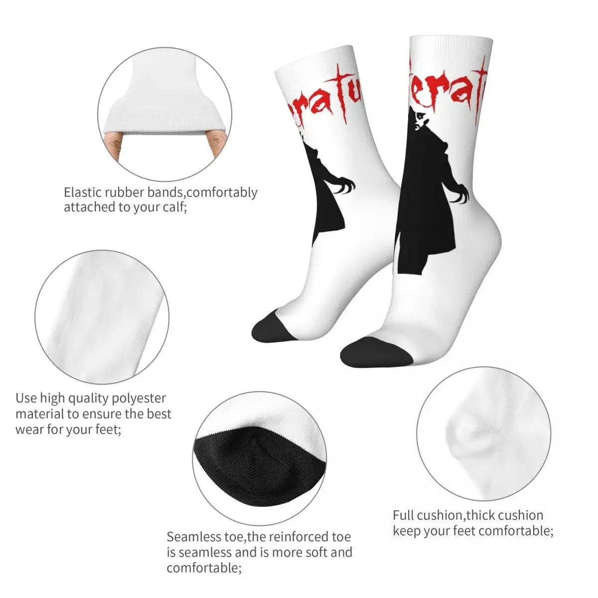 Autumn Winter Hip-hop Men's Women's Nosferatu Halloween Horror Fear Socks Non-slip Basketball Socks