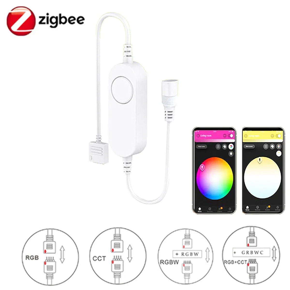 5-24V Zigbee 3.0 DW/CCT/RGB/RGBWW/RGBCCT LED Light Strip Wireless Controller For Tuya Alexa Smartthings Homekit Zigbee 2MQTT