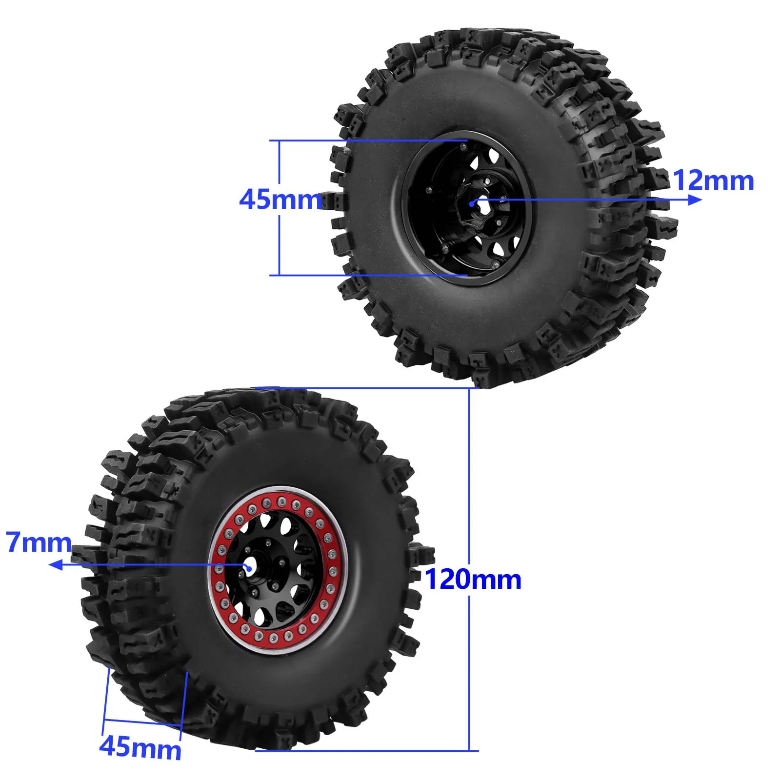 HobbyPark 1.9 Beadlock Wheels Tires 1/10 RC Crawler Mud Tires for Traxxas TRX4 Bronco Defender Axial SCX10 Redcat Gen 8 RC4WD