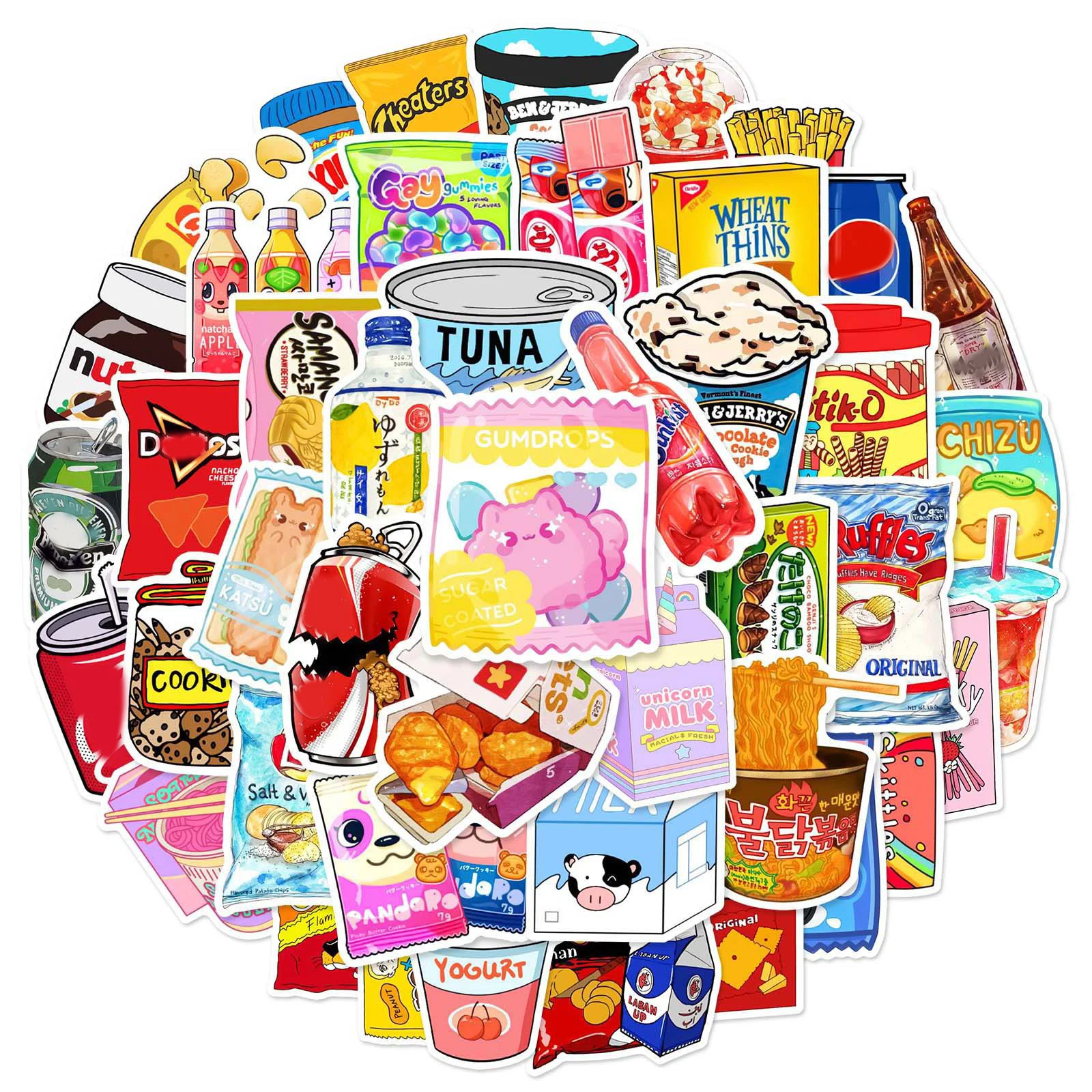 10/30/50Pcs Brand Food Packaging Stickers Drink Milk for Scrapbook Laptop Phone Car Diary Bike Waterproof Graffiti Sticker Gift