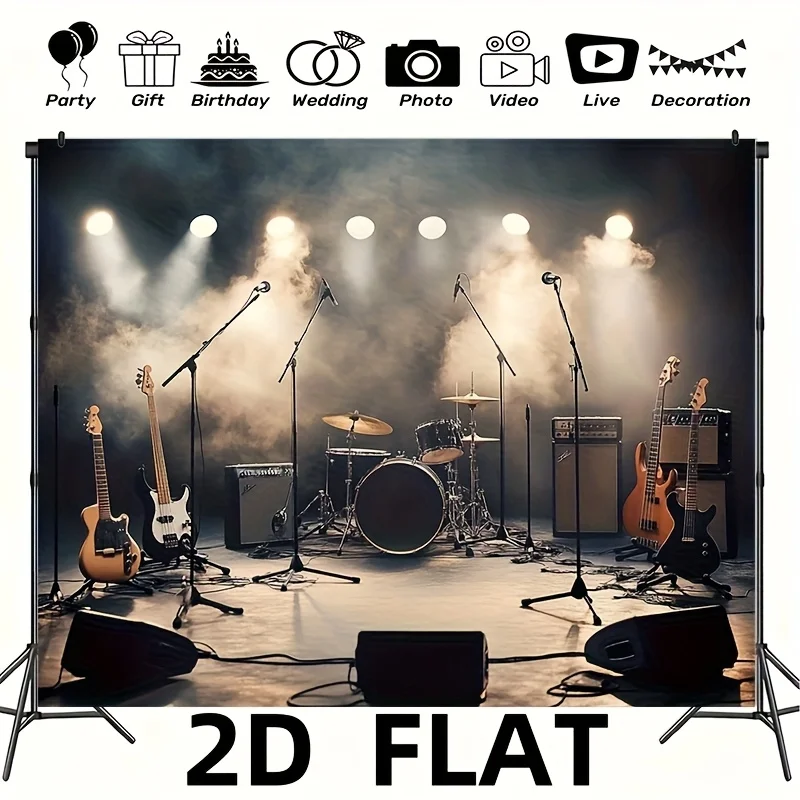 Bühnenhintergrund der Rockband, Partybanner, Partydekorationen für den Innen- und Außenbereich, Feiertagsfeiern, Heimdekoration