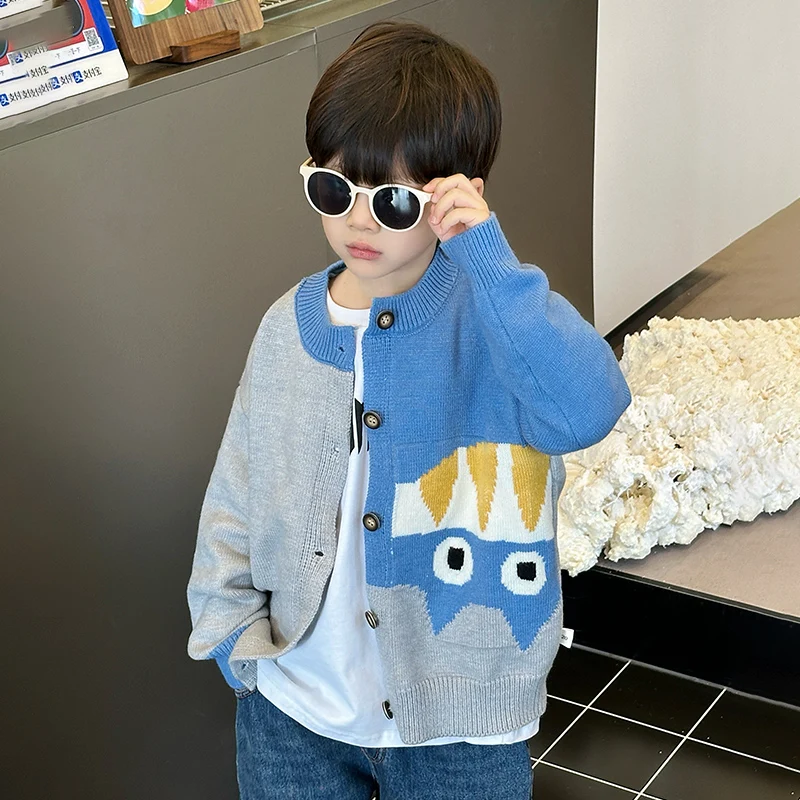 

Spring Autumn Knitted Cardigan for Boys Baby Boy Clothes Knitwear Casual Loose Fit Color Blo Design Cotton Blend Outerwear