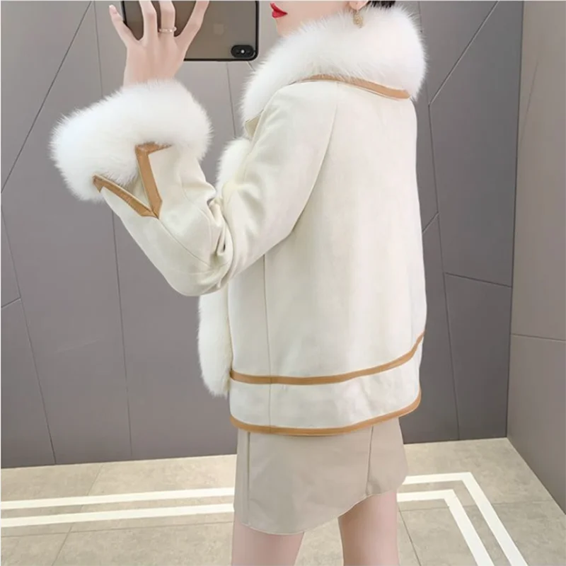 Autumn Winter 2025 New Suede Imitation Fox Fur Jacket Women Overcoat Fashion High-End Loose Fur One Coat Thicke Warm Parker Coat