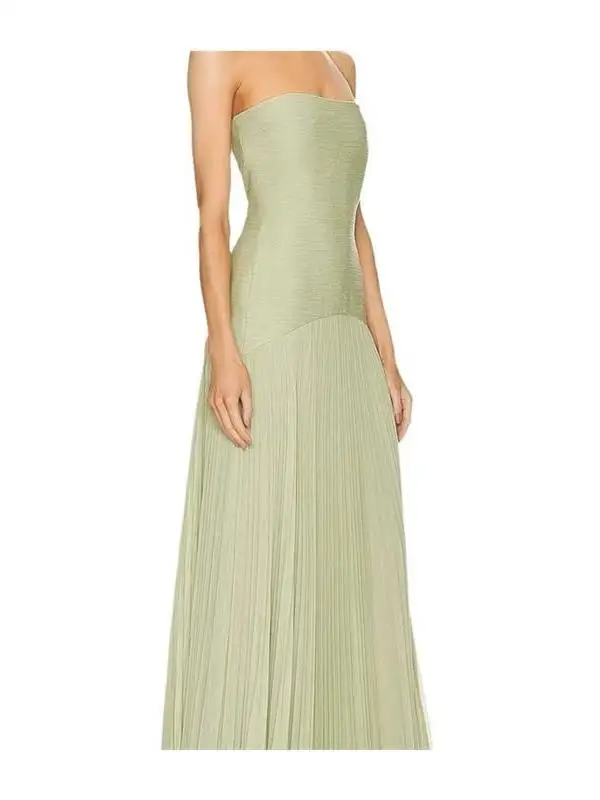 

Faionable Strapl Pleated Dr Chic Rib Knit Casual Gown Elastic Waisand No Sve Women's Dr Ciwalk Summer Dr