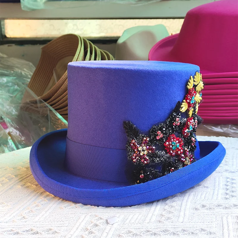 Special High Top hat Magician high hat Performance British black jazz top hats male and female court gentleman flat felt hat