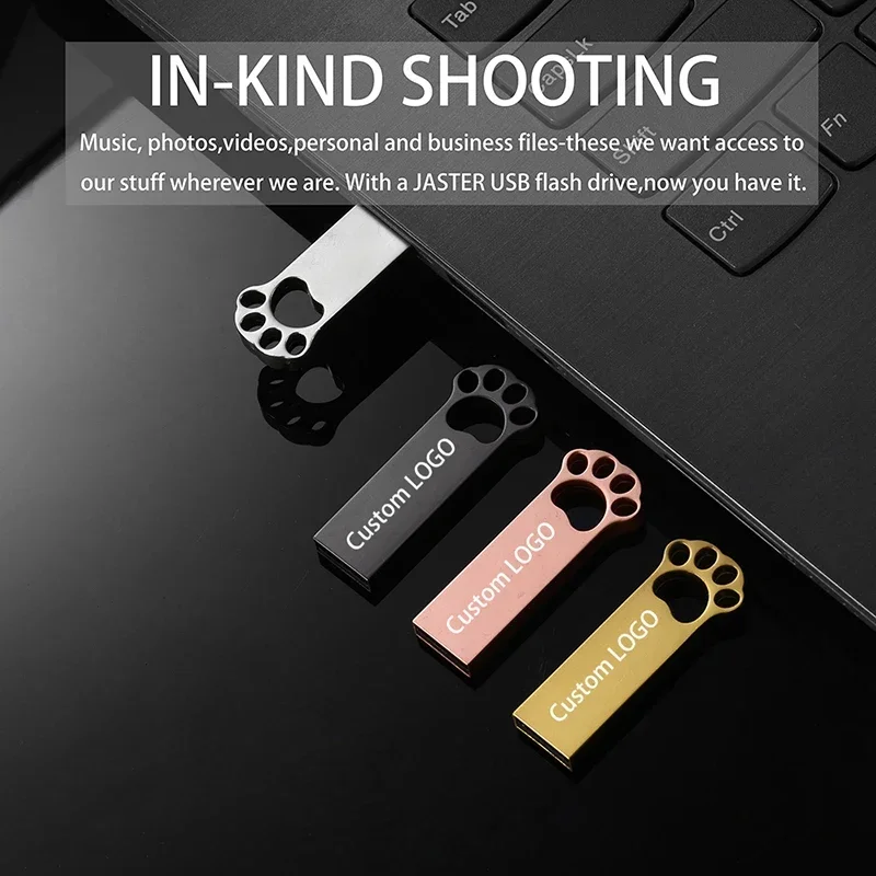 Mini Metal High Speed 64GB USB Flash Drive 2.0 Real Capacity Pen Drive Thumb Drive 32GB Multicolor Cat Paws Memory Stick 16GB