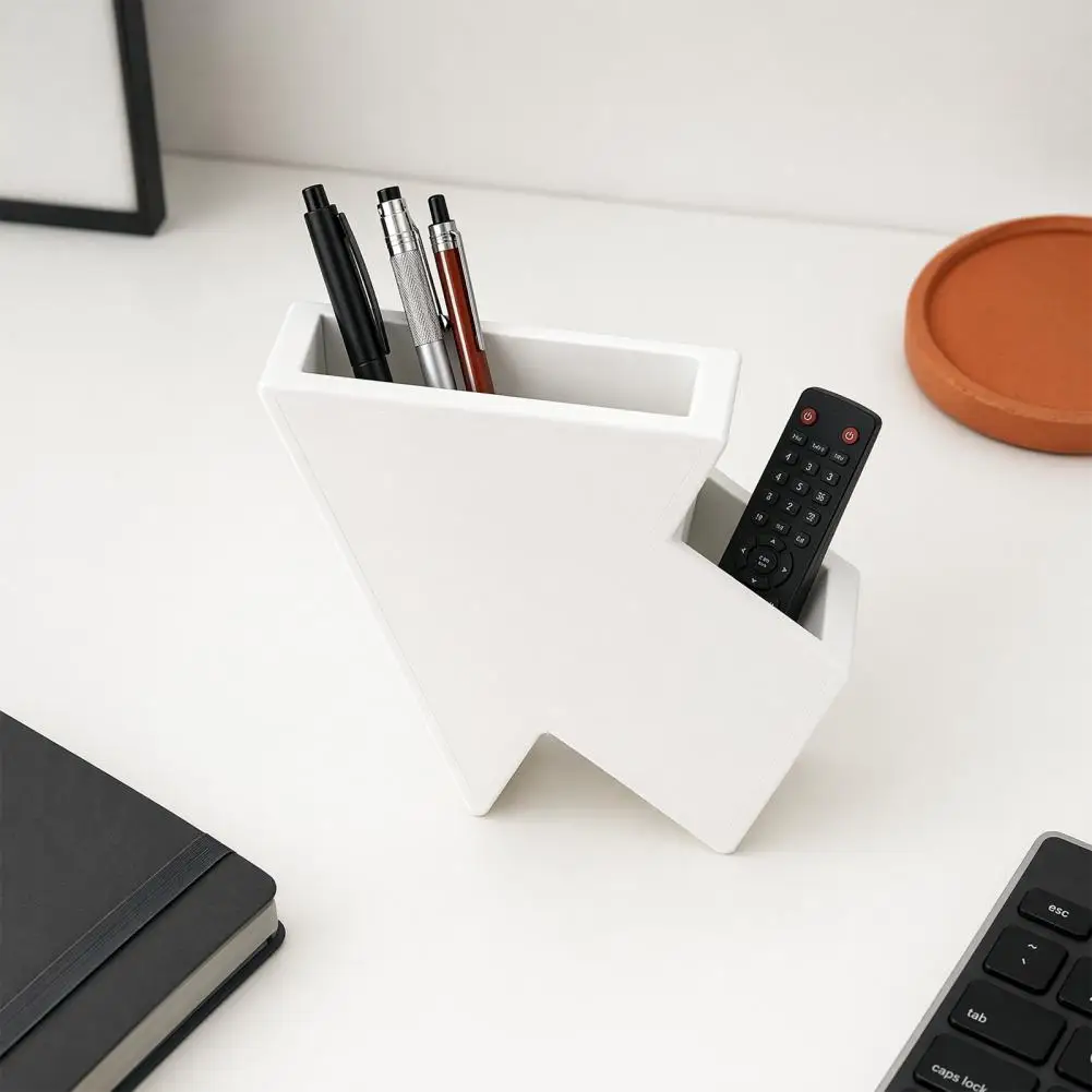 3D Printed Arrow Desk Organizer, 2 Compartments Remote Control Pen Holder, Arrow Shape Desk Decoration for Home Office