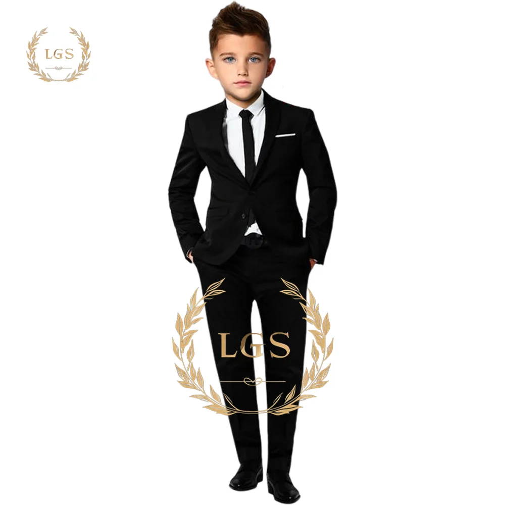 Boys' Wedding Tuxedo 2-Piece Suit - Custom Slim Fit Outfit with Jacket, Pants, and Vest - Fashionable Blazer for Kids