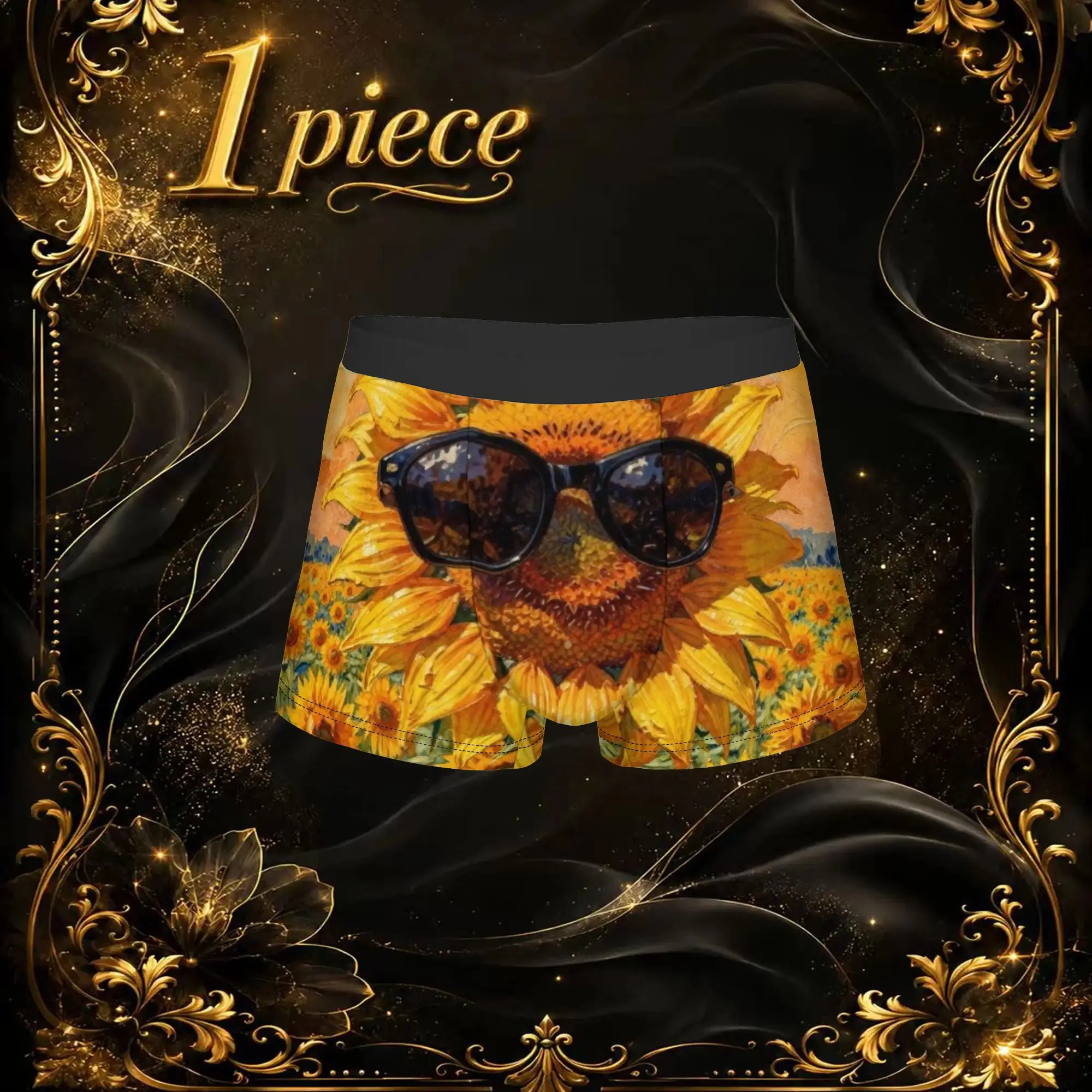 1pc Popular Sunflower Oil Paint boxers  Novelty Panties Men's Underwear Ventilate Shorts Boxer Briefs