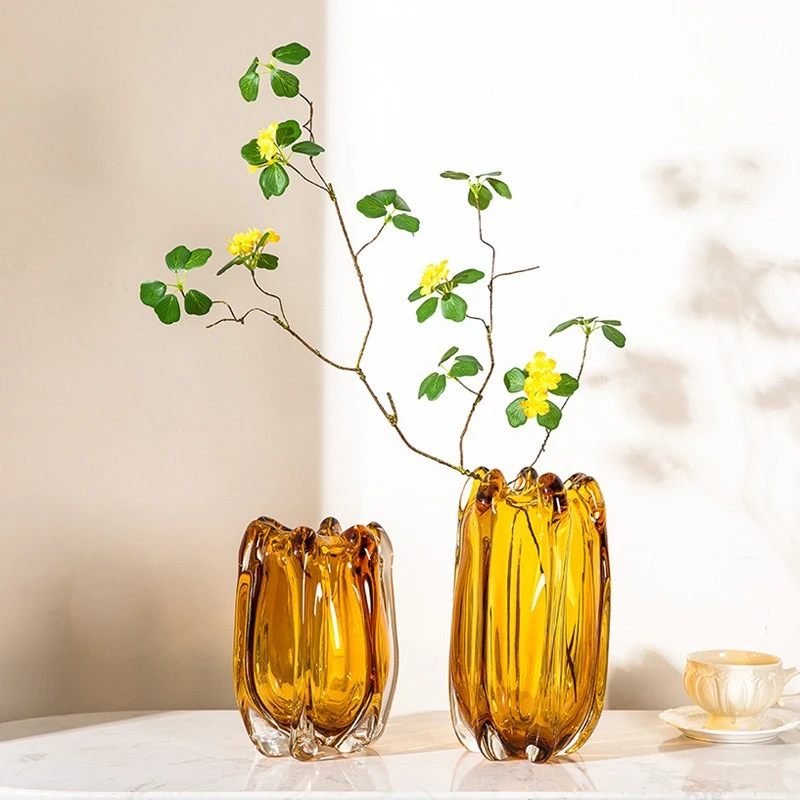 Transparent Glass Vase Folded Petals Hydroponics Terrarium Flowerpot Flower Arrangement Vessel Home Decoration Accessories