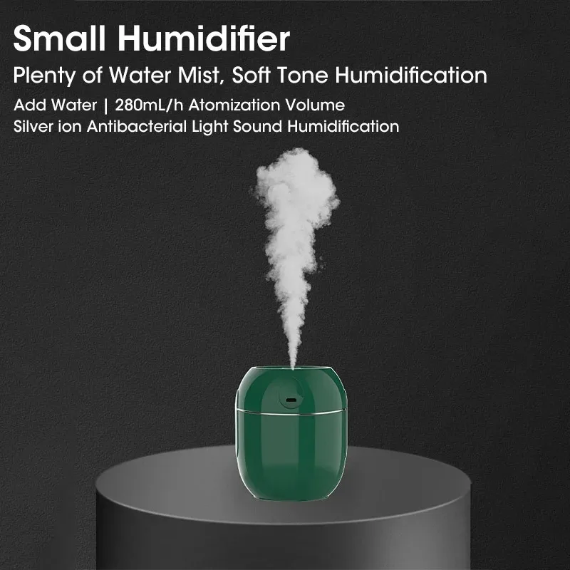 Mini Portable Humidifier 280ml USB Charging Low Noise Multi-function Air Purification Spray for Car Home
