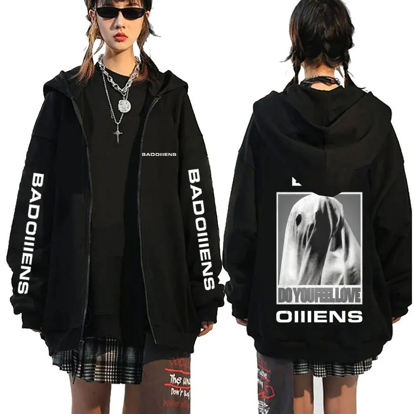 

Bad Omens Do You Feel Love Graphic Zipper Hoodie Men Women Vintage Rock Zip Up Jacket Men's 90s Gothic Metal Zip Up Sweatshirt