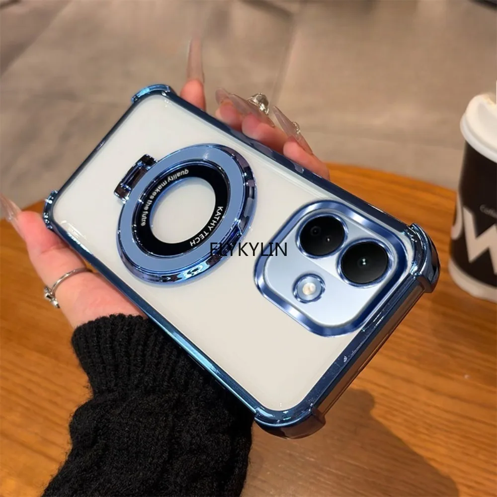 Vierseitig stoßfeste magnetische Halterung Handyhülle für Xiaomi Redmi Note 17 Pro Plus 5G Ständer Transparente weiche Silikonhülle