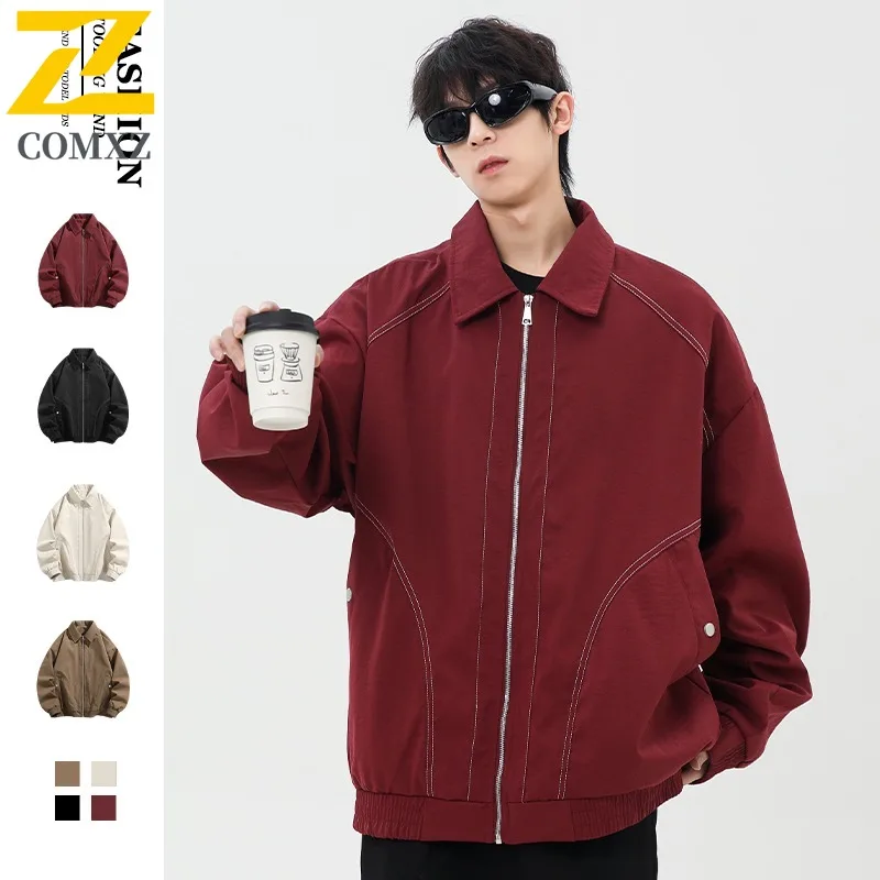 

COMXZ 2025 новая винтажная куртка мужская ветрозащитная модная альпинистская куртка весна осень спортивное пальто на открытом воздухе легкая ветровка