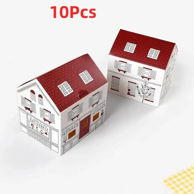 10Pcs Red Decorative House Paper Gift Boxes Versatile Packaging for Soap Candle Cookie Small Business Orders
