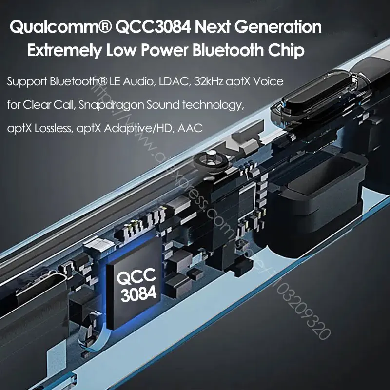 QCC3084 Cavo adattatore MMCX wireless Bluetooth a 4 fili LDAC con controller microfono per SE215 SE315 SE535 SE846 per Sennheiser IE300