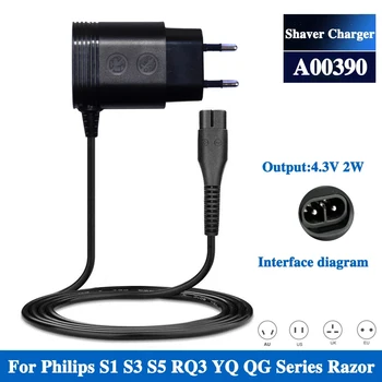 Adaptador de cabo de alimentação para carregador, plugue eua e ue a00390 para philips norelco oneblade qp2520 qp2521 qp2523 qp2510 qp2511 barbeador