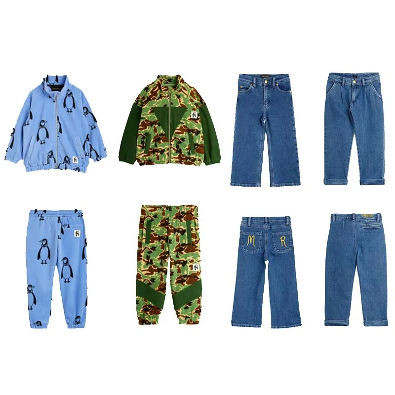 

Pre-sale (Ship in October) 2024 MR Autumn Baby Boys Camouflage Fleece Jacket & Pants Suit Girls Jeans Embroidered Pants Coats