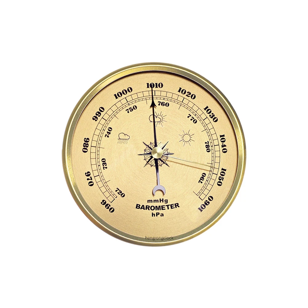 Mechanical Barometer with Metal Frame Household Clock Pressure Gauge for Accurate Weather Forecasting No Battery Needed