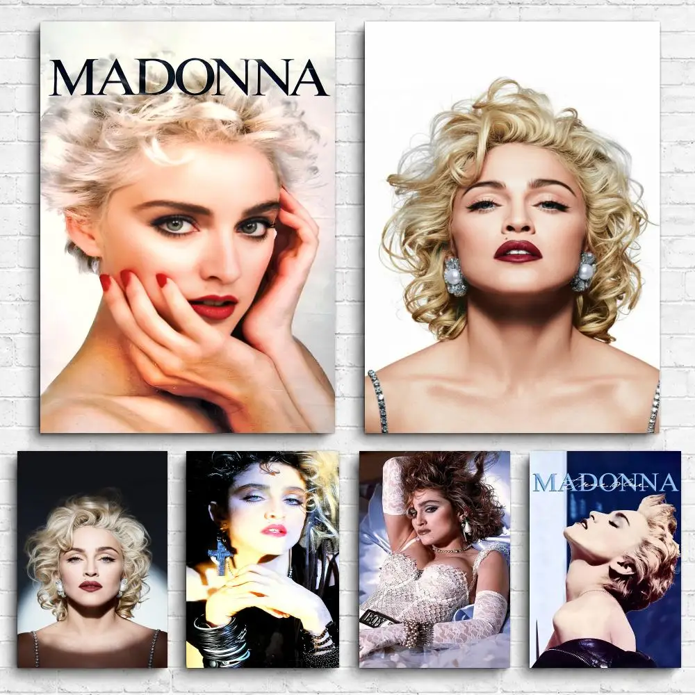 Pop Singer M-Madonna Design Framed Wall Painting Canvas Poster Ready to Hang Wall Art for Bedroom Living Room Home Decor Gift