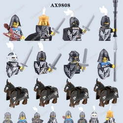 Military Medieval Knights Figures Armored Rome Soldiers Building Blocks Army Accessories Spartan Warrior Horse Sword Weapons Toy