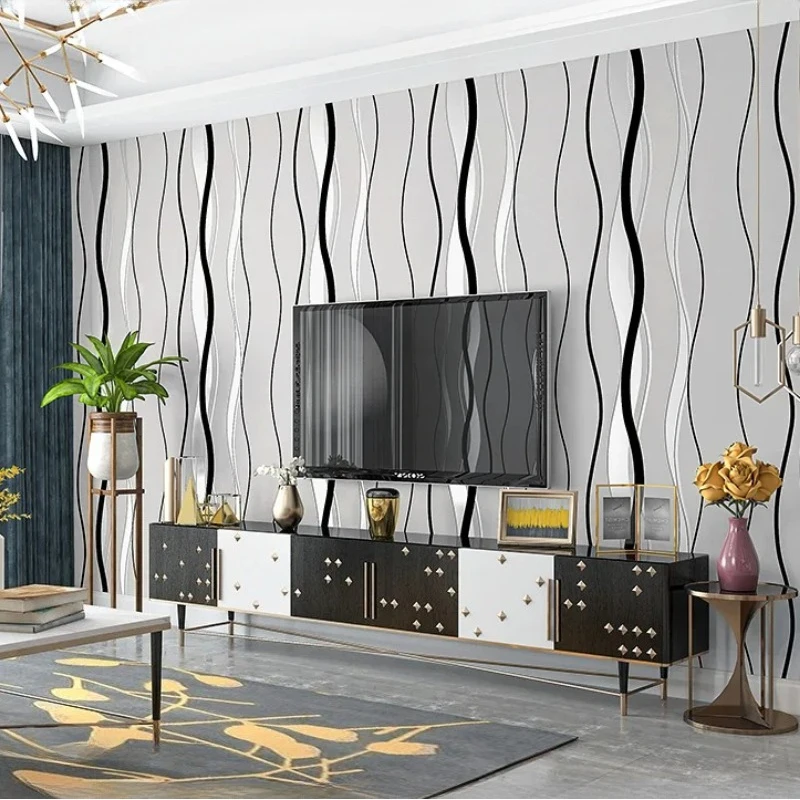 Faux Suede Self-adhesive Wallpaper Nordic Geometric Pattern Simple Vertical Striped Lines Living Room TV Background Wall Decor
