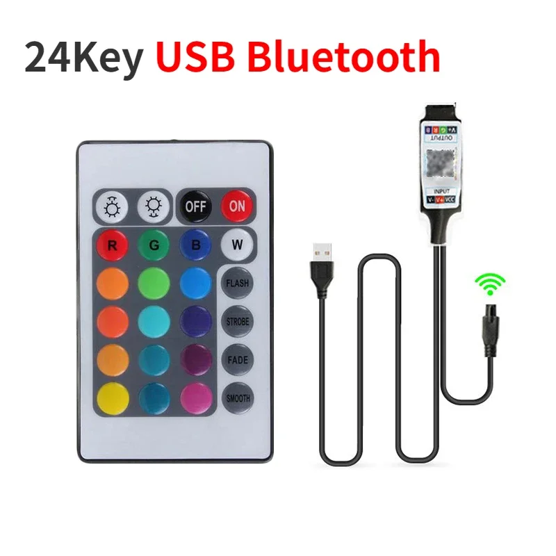 USB 24Key RGB LED Controller 5V 12V IR Remote RGB LED Dimmer USB Interface 4 Pin Apply to 2835 5050 3528 RGB Led Strip Light