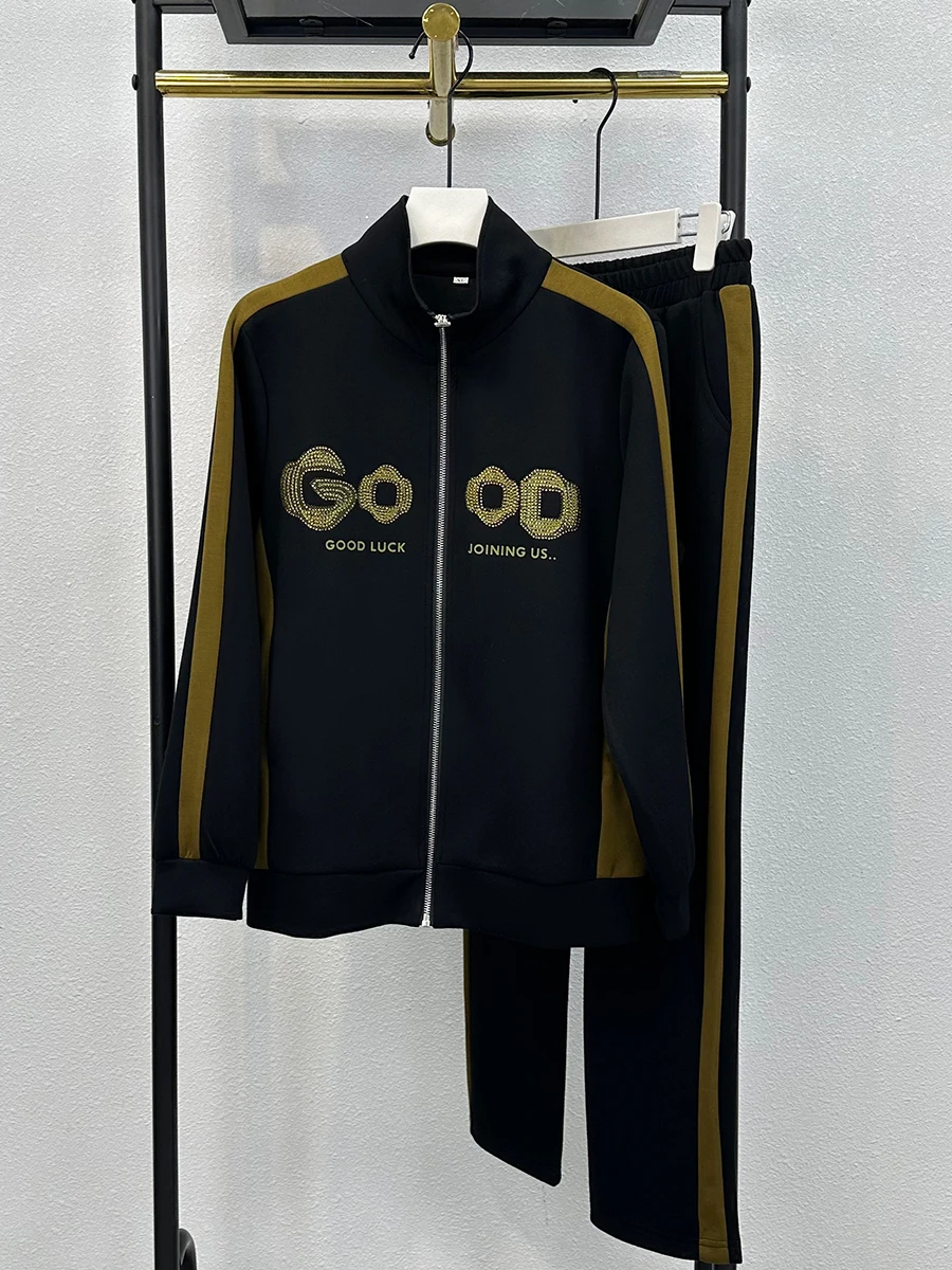 

Весенний модный повседневный спортивный костюм для мам: комплект для женщин среднего возраста с длинными брюками на молнии, стандартный цвет, стандартная длина рукава