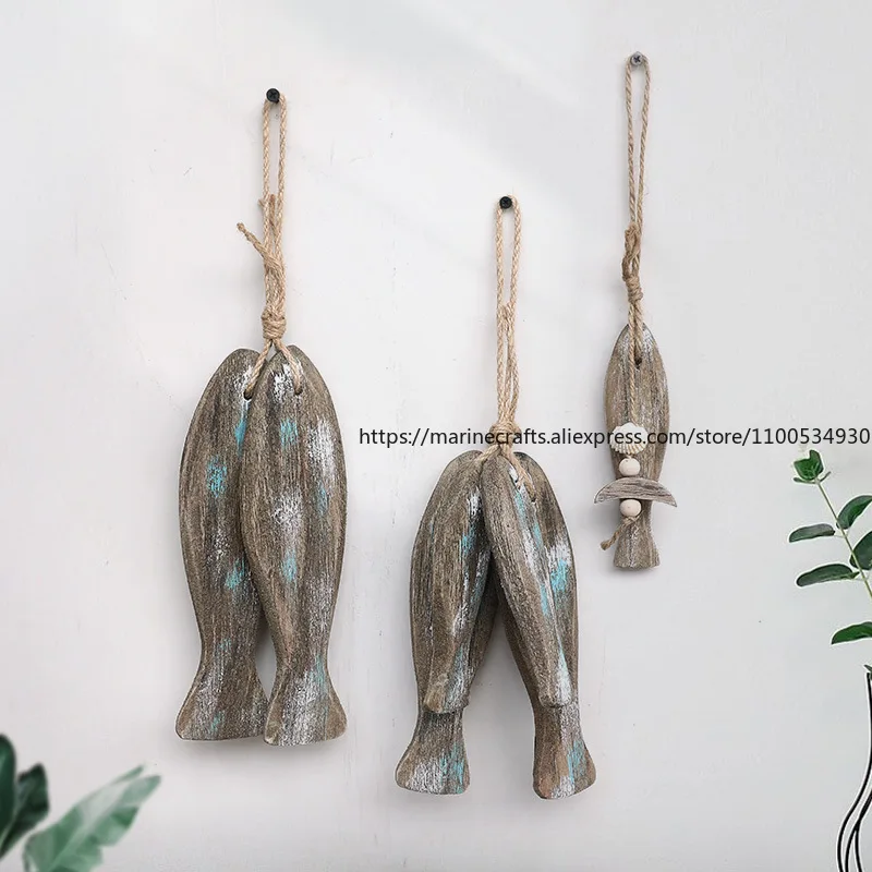 European Minimalist Vintage Creative Wooden Fish Ornament Homestay Wall Decoration Bar Wall Hanging Ornament