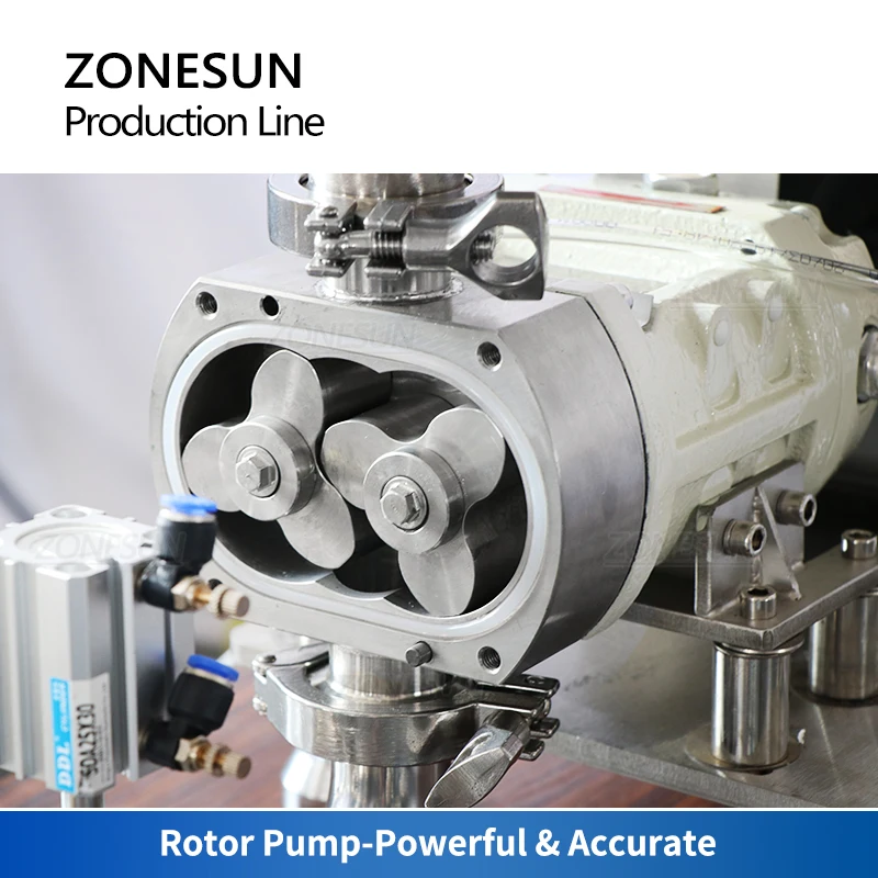 ZONESUN Servo Motor Production Line Paste Filling Screw Capping Round Bottle Labeling Machine Rotor Pump Gel Jam Honey Sauce