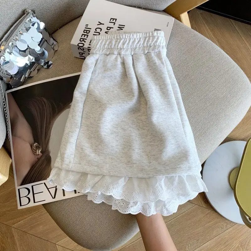 Shorts For Women Ruffle Hem Casual Shorts Big Size Drawstring Lace Shorts